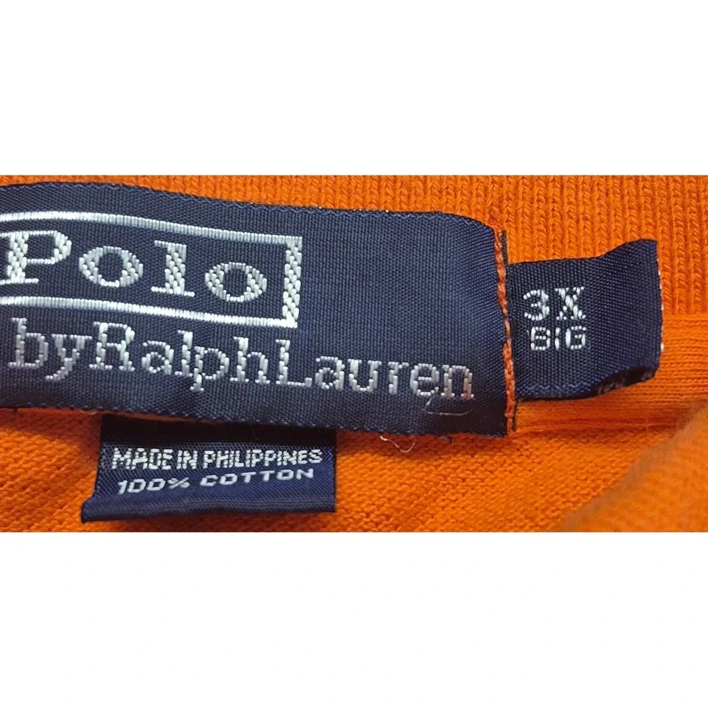 Polo Ralph Lauren mens orange polo shirt Big 3X pullover green pony logo Cotton